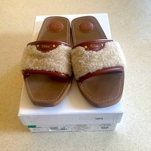 Chloe shearling slides with box size 38